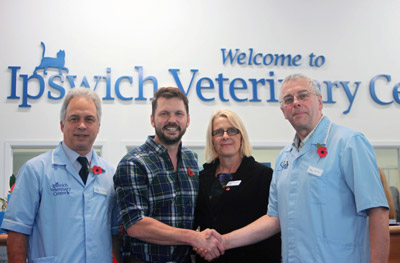 Jimmy Doherty with the Ipswich Veterinary Centre team